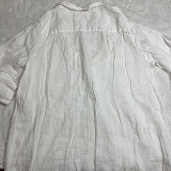 J. Jill 100% Linen Tunic Top Women's Large‎ Oversized Button Side High Low Hem - Picture 9 of 10